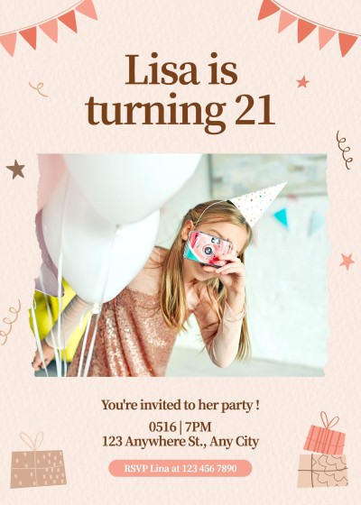 Simple Literary Style Hand Painted Gift Boxes Element Birthday party invitation