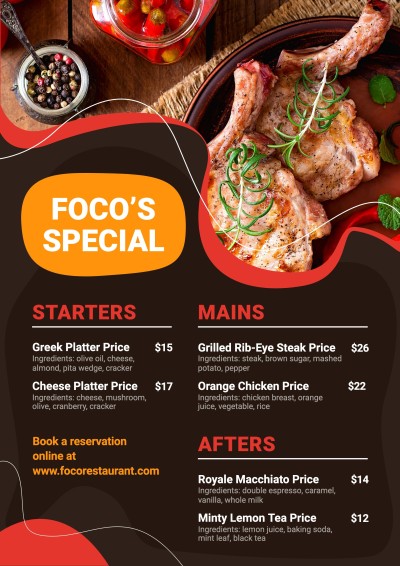Simple Color Block Decorate Restaurant Food Menu