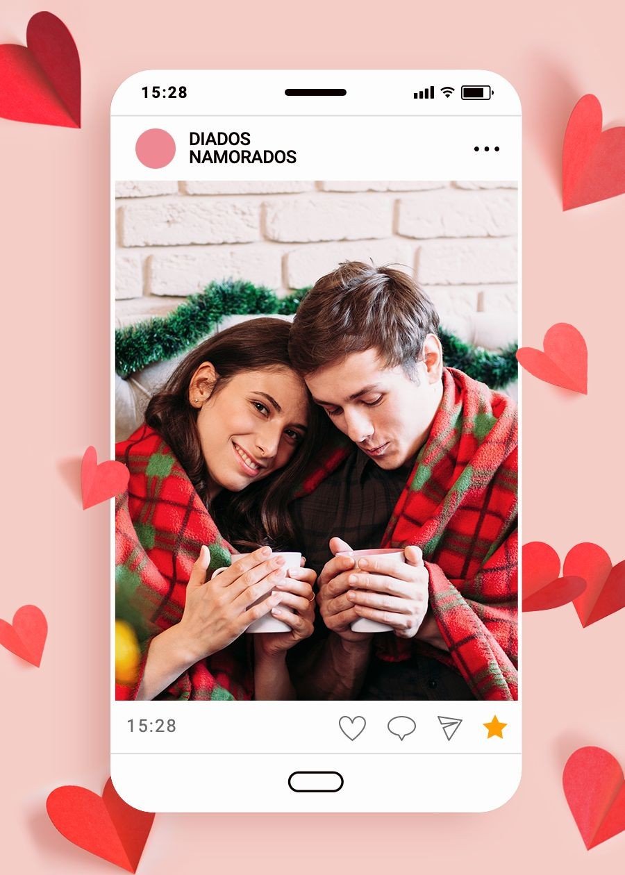 Fashion Interface Simulation Dia dos namorados Couple Winter Time Card