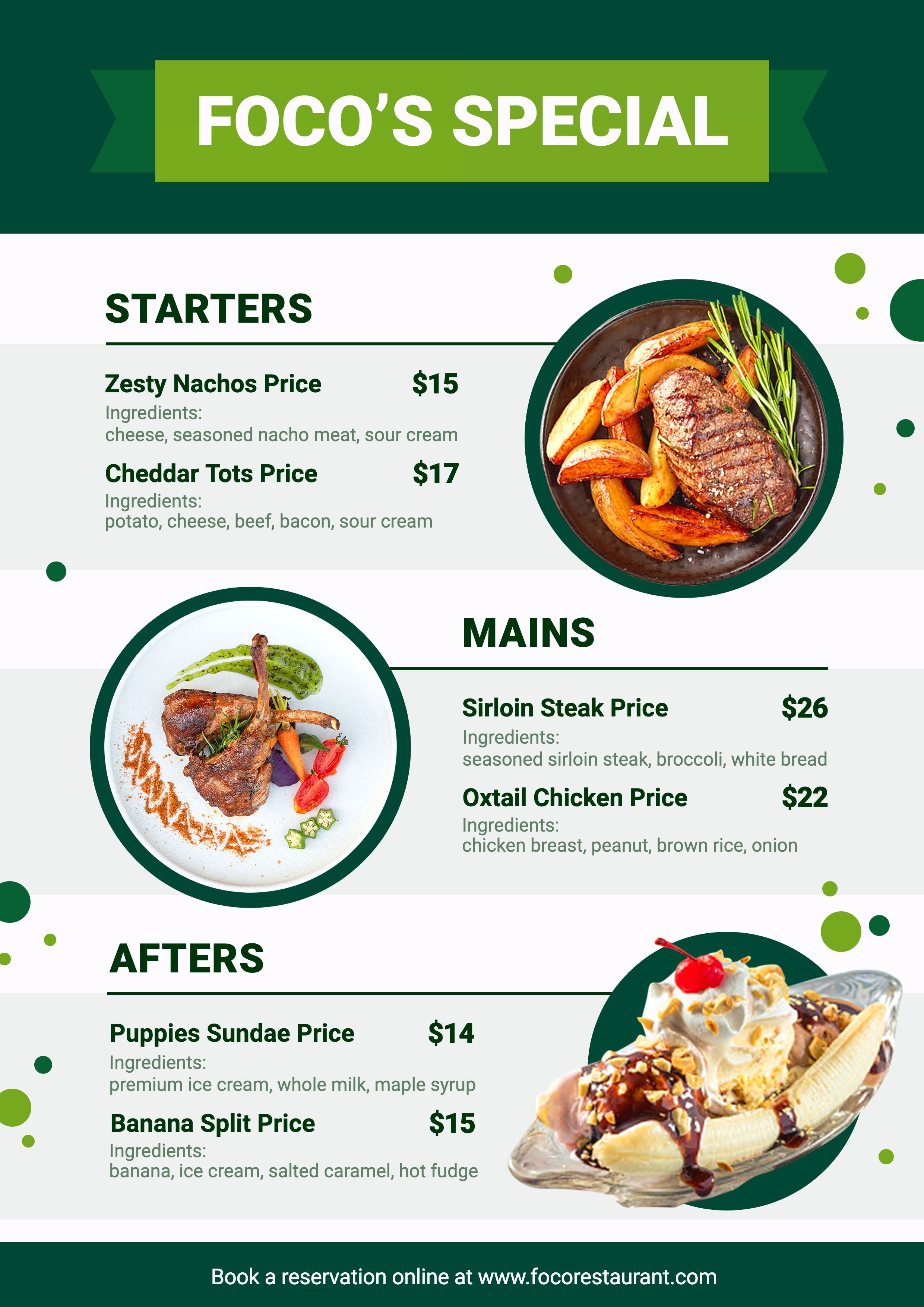 Simple Green Dots Element Restaurant Food Menu