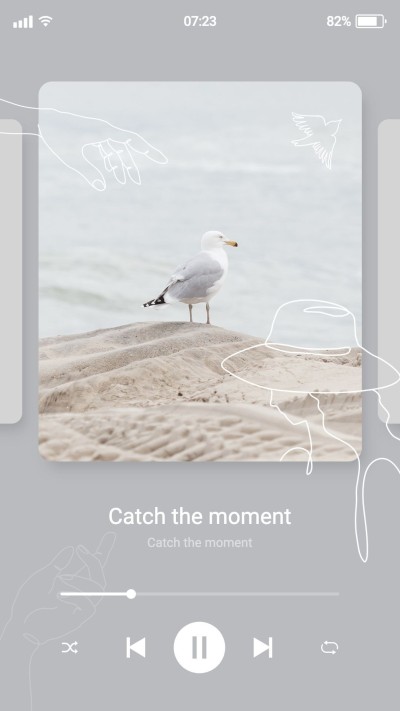 Fresh Style Music player interface simulation Hand Painted Literary Woman Instagram story