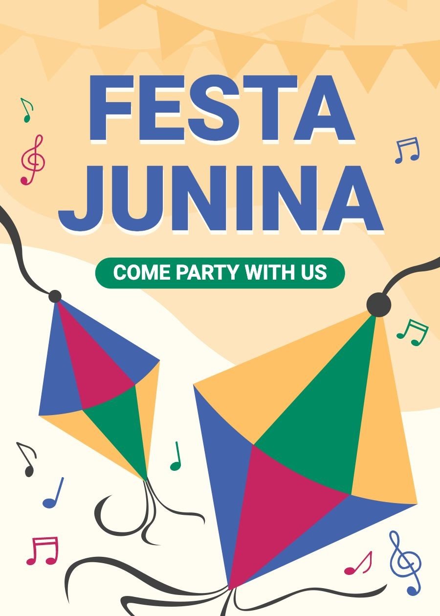 Cute Hand Painted Colorful Flags Pattern Festa Junina Card