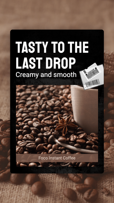 Instant Coffee Product Ingredients Beans Display Promo Ecommerce Story
