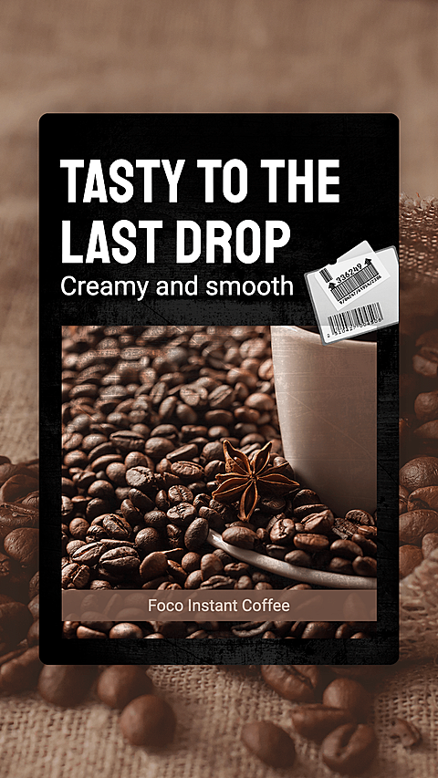 Instant Coffee Product Ingredients Beans Display Promo Ecommerce Story