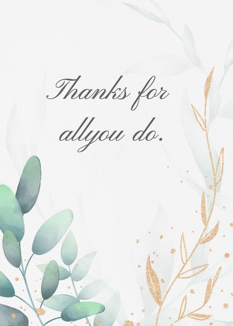 Literary Hand Painted Gold Leaves Decorate Thank family Card
