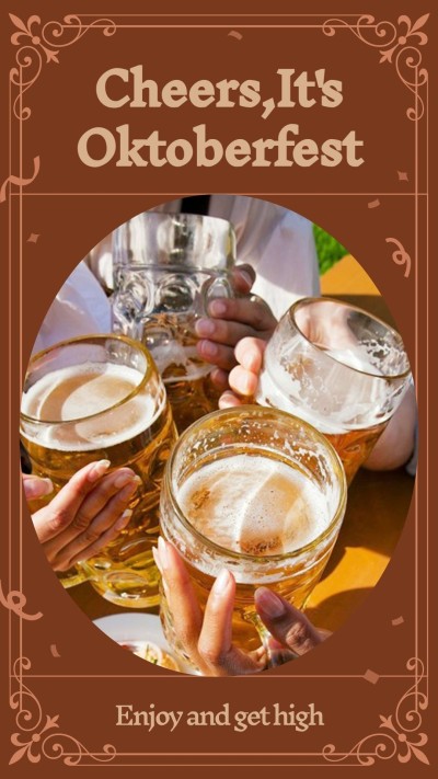 Retro Pattern Frame Oktoberfest Celebrate Scene Instagram Story
