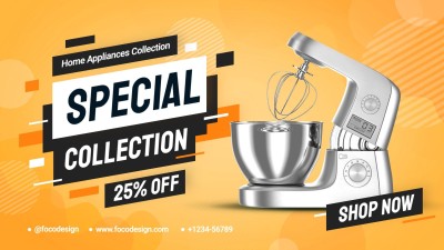 Rectangle Home Electronic Appliances Store Discount Sale Promo Ecommerce Banner