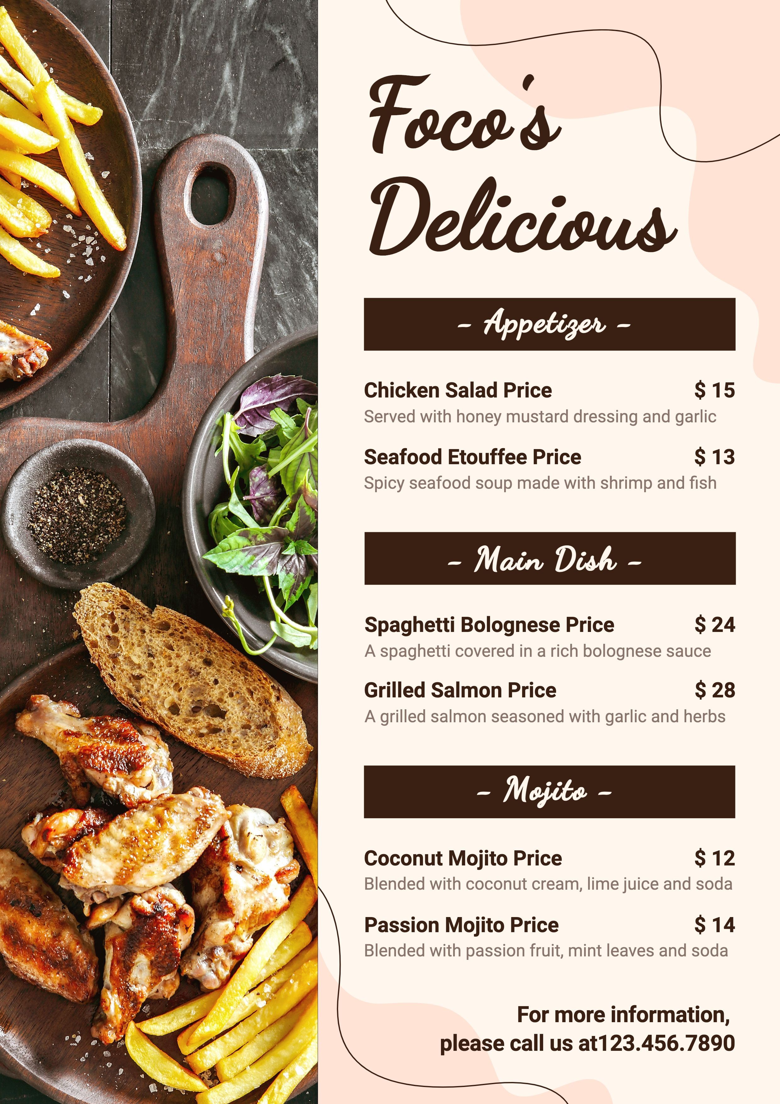 Simple Brown Rectangle Pattern Restaurant Food Menu