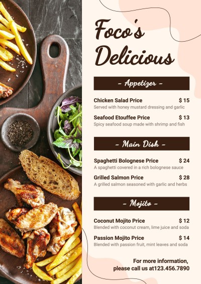 Simple Brown Rectangle Pattern Restaurant Food Menu