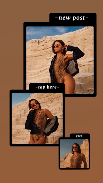 Fashion Polaroid Style Coat Woman New Post Instagram story 