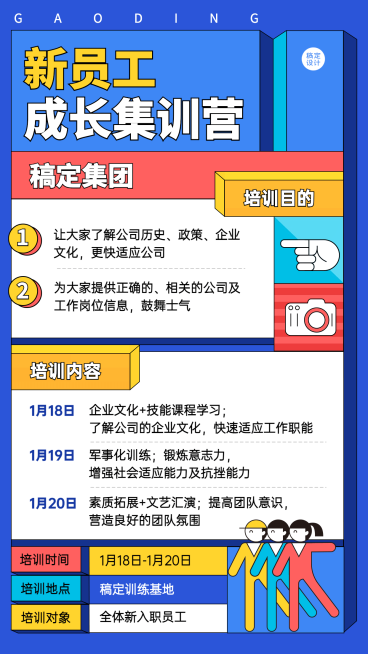 企业新人入职培训会议通知手机海报预览效果