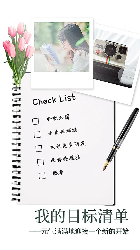 2020新年目标计划文艺清新海报