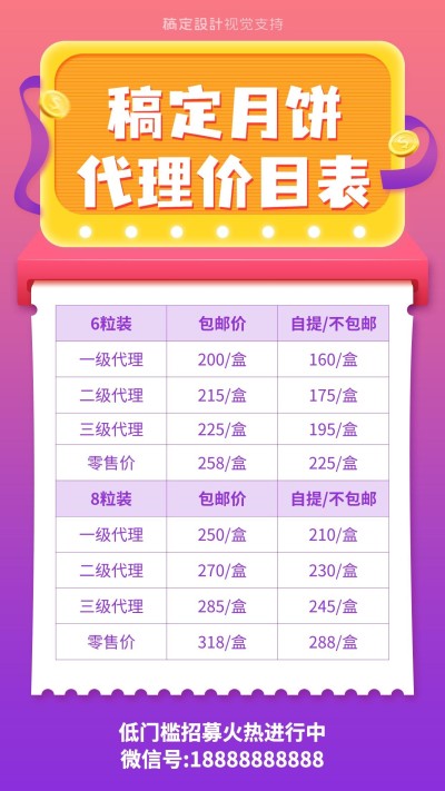 中秋节月饼代理价格表
