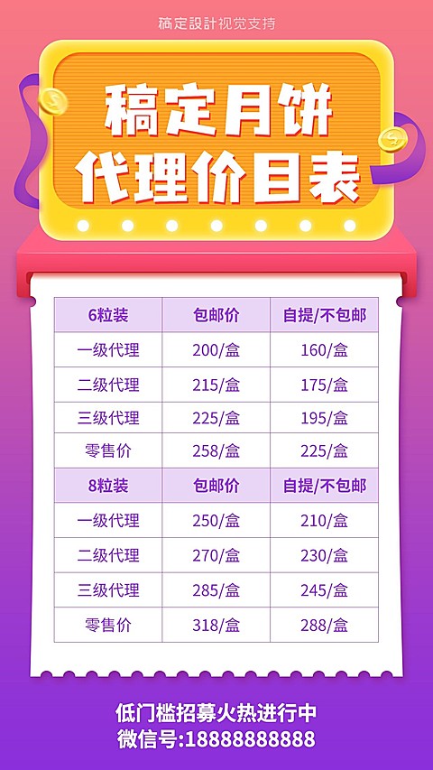 中秋节月饼代理价格表