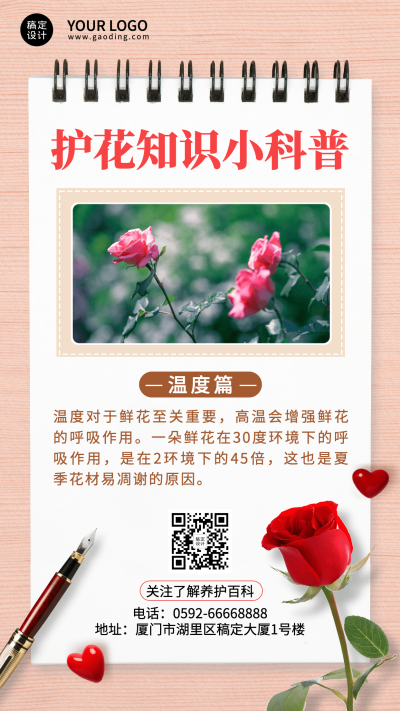鲜花植物养护知识科普手机海报