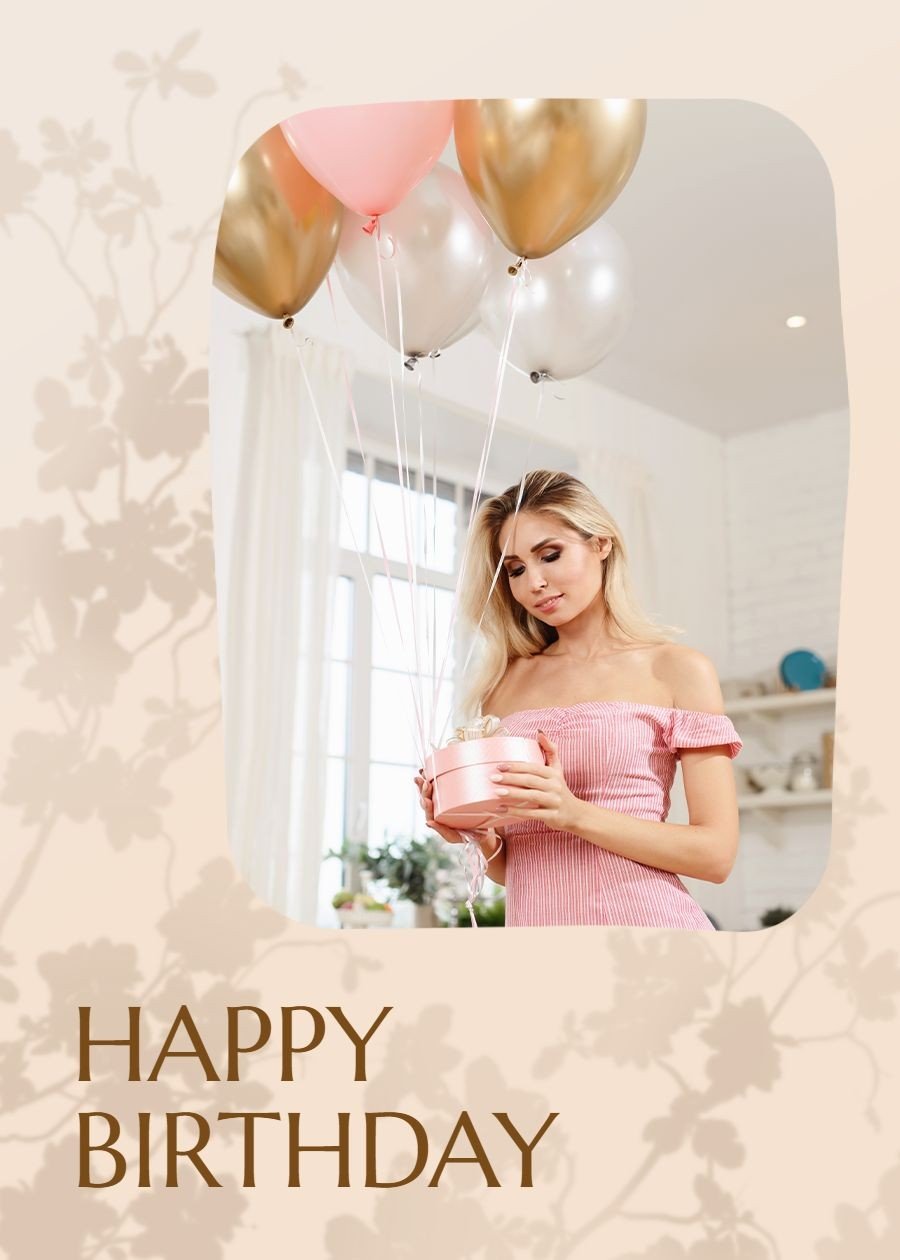 Minimalist Literary Style Ballon Girl Birthday Greeting card