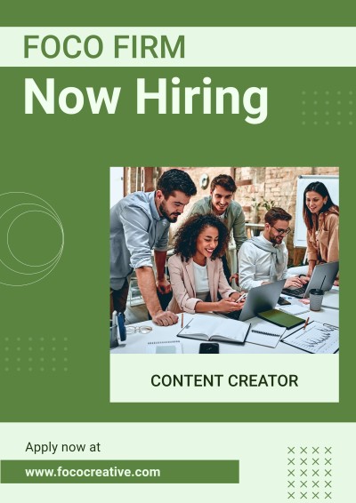 Simple Green Color Block Decorate Content Creator Hiring LinkedIn Post