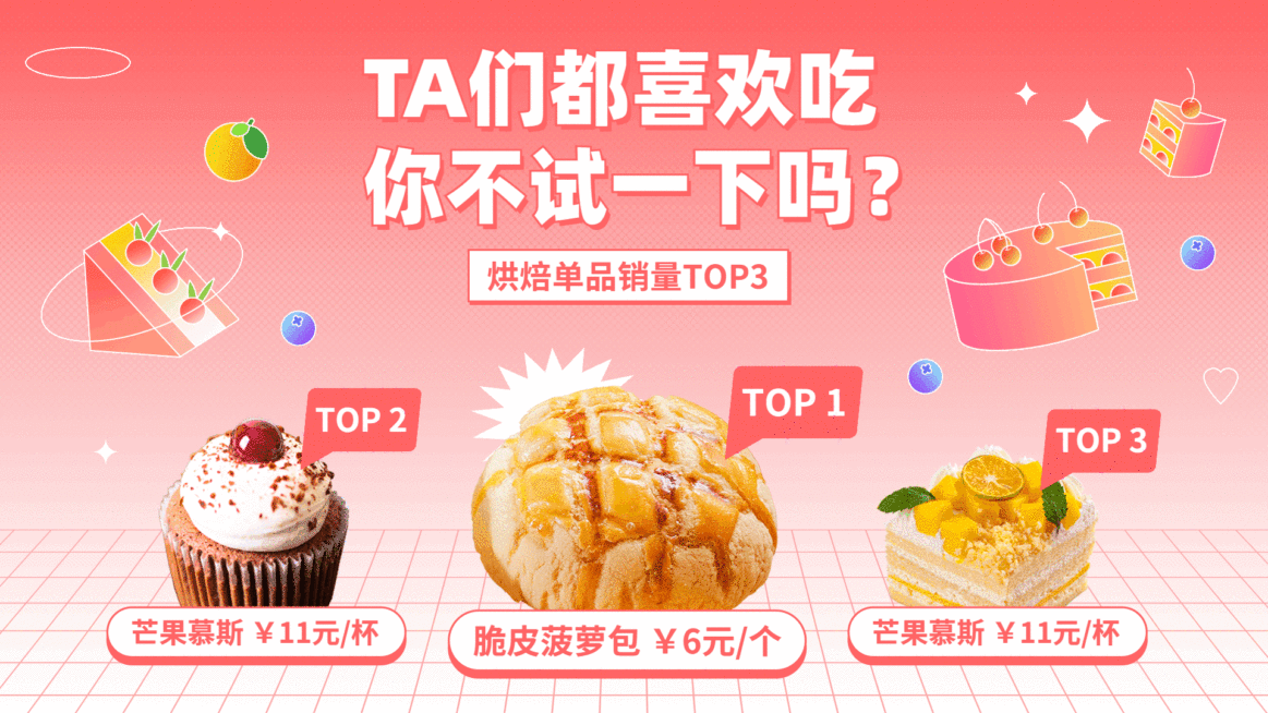 蛋糕甜点多品推荐排行榜照片涂鸦横屏动图预览效果