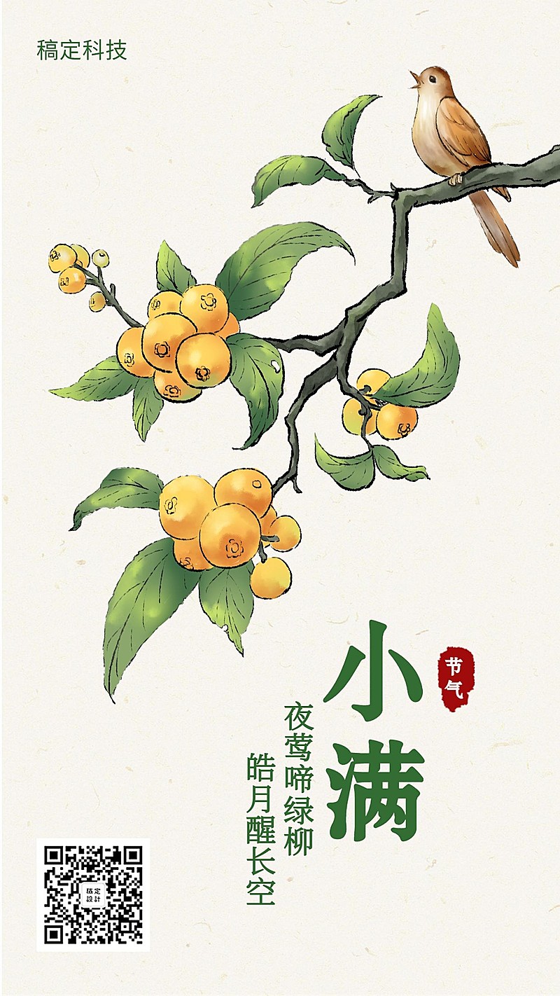 小满/节气/插画/手机海报