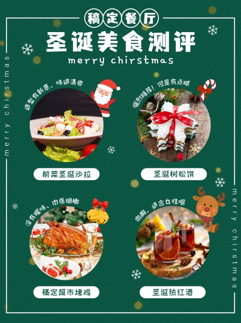 圣诞节餐饮美食攻略实景手机小红书配图预览效果