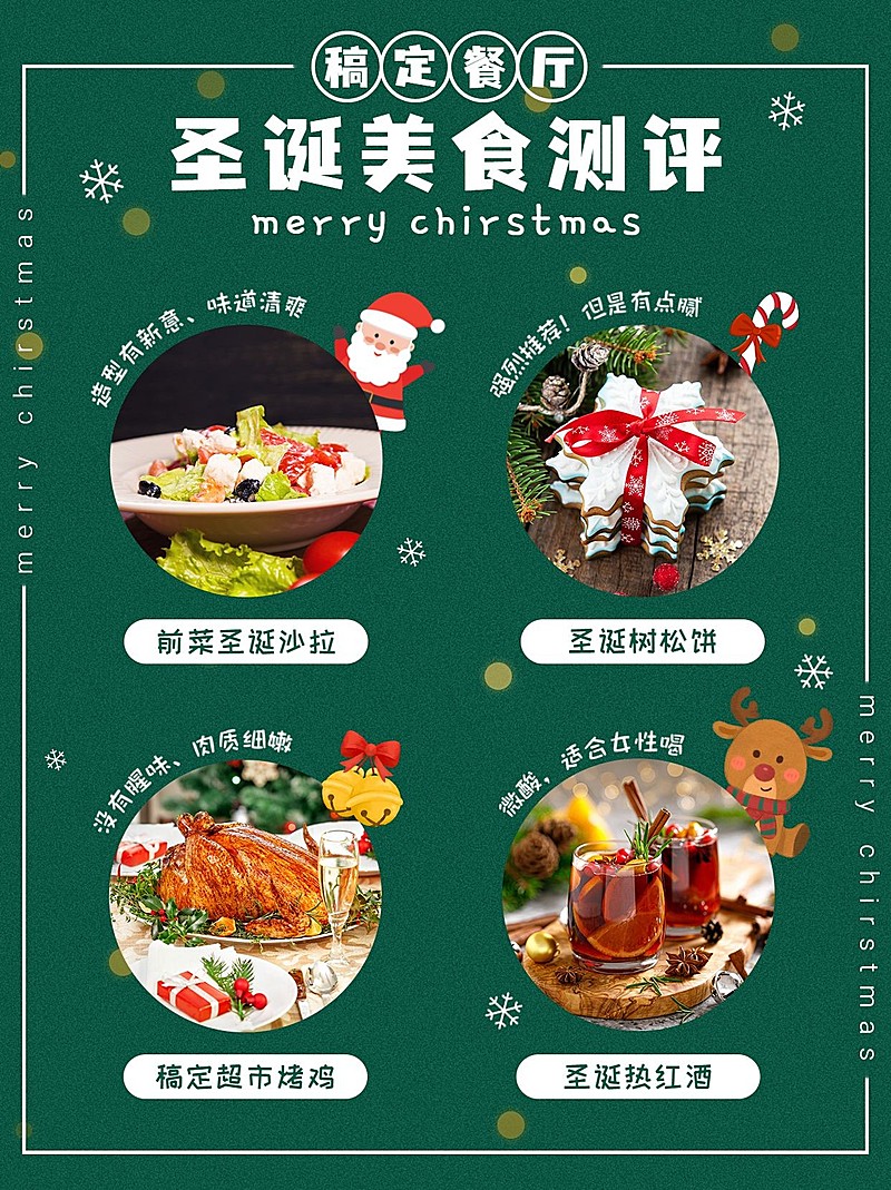 圣诞节餐饮美食攻略实景手机小红书配图