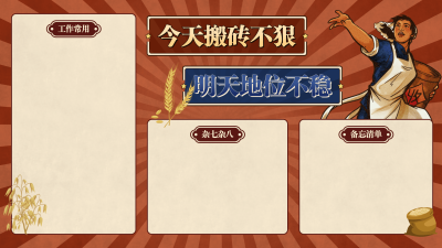 复古风打工人趣味电脑分区壁纸