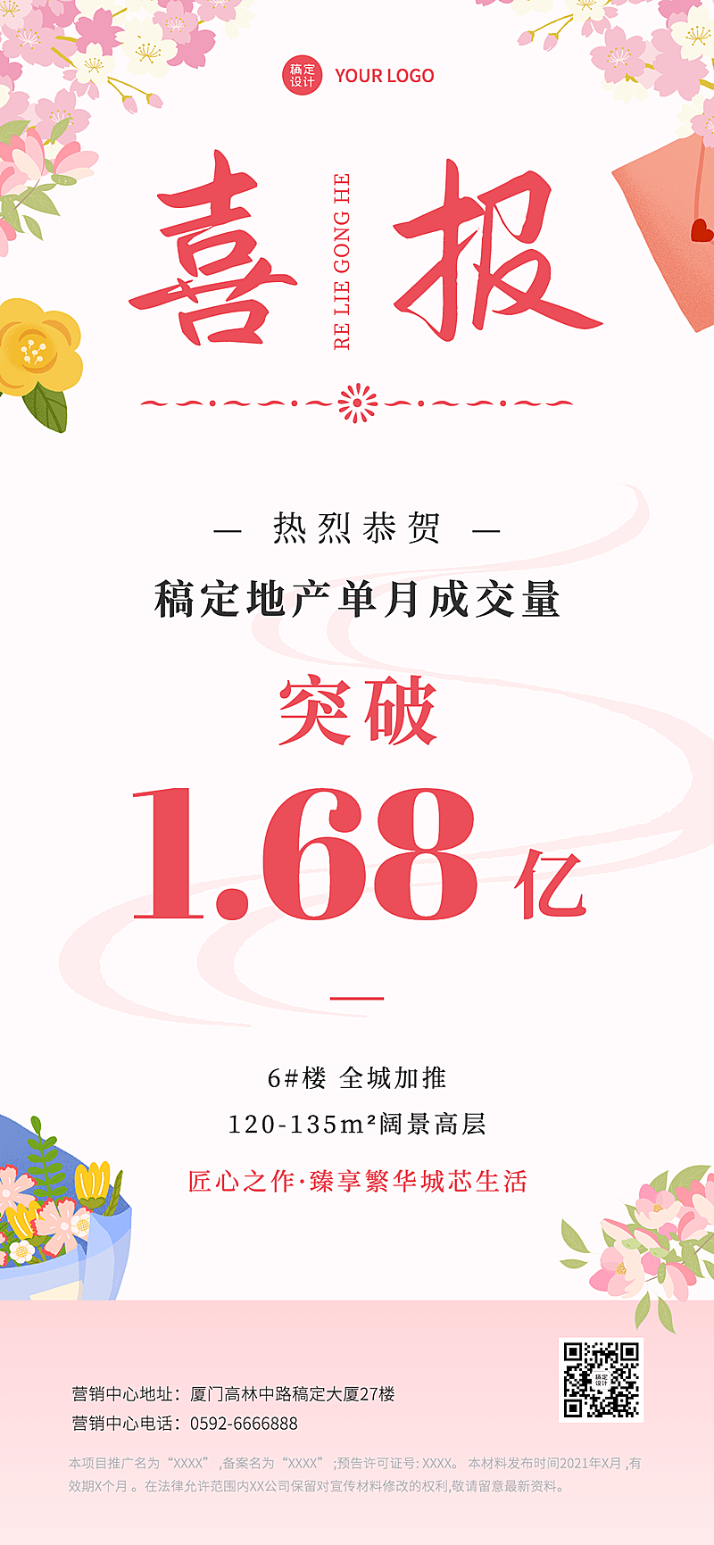 房地产小阳春金三银四成交喜报全屏竖版海报