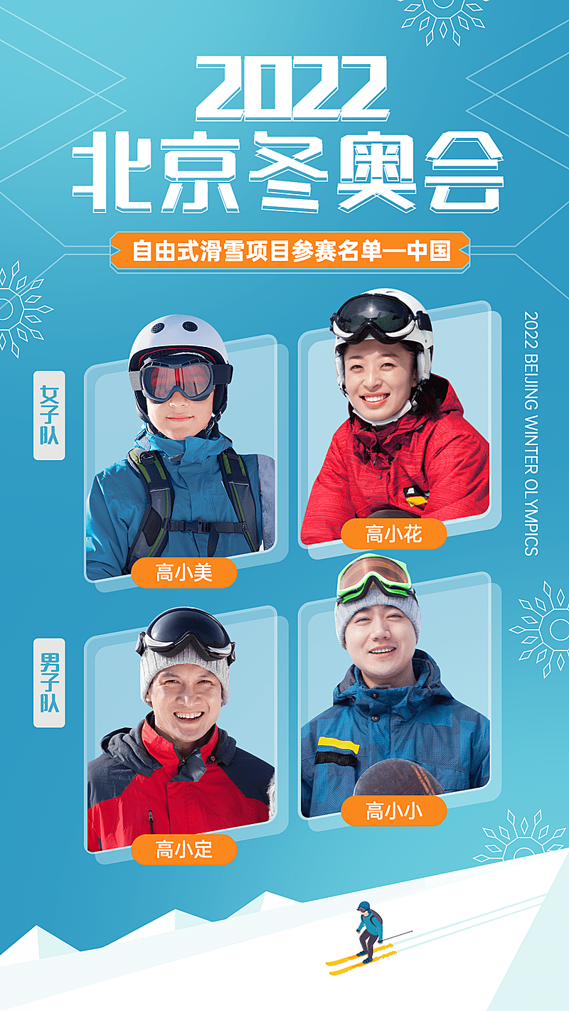 冬奥会参赛人员名单宣传海报