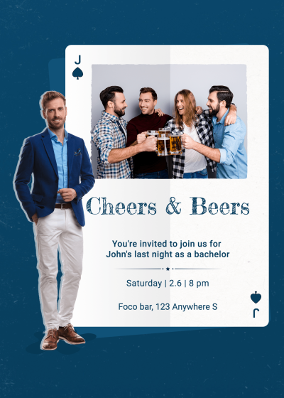 Simple Poker Men's Pre-wedding Celebrate Party Invitation Letter