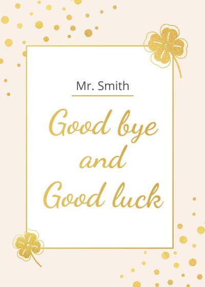 Simple Gold Rectangle Frame Good Luck Card