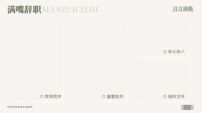 极简趣味打工人电脑桌面分区壁纸