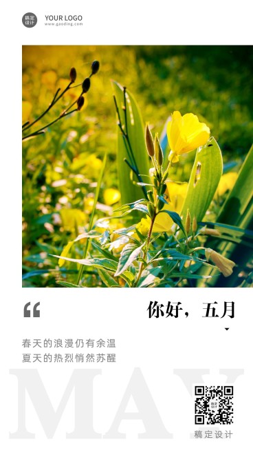 通用5月你好月初问候清新排版手机海报预览效果