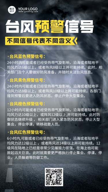 台风预警信号手机海报