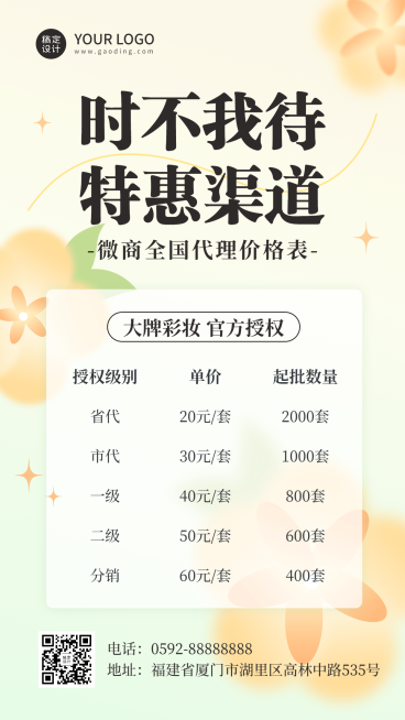 微商美容美妆代理价格表手机海报预览效果