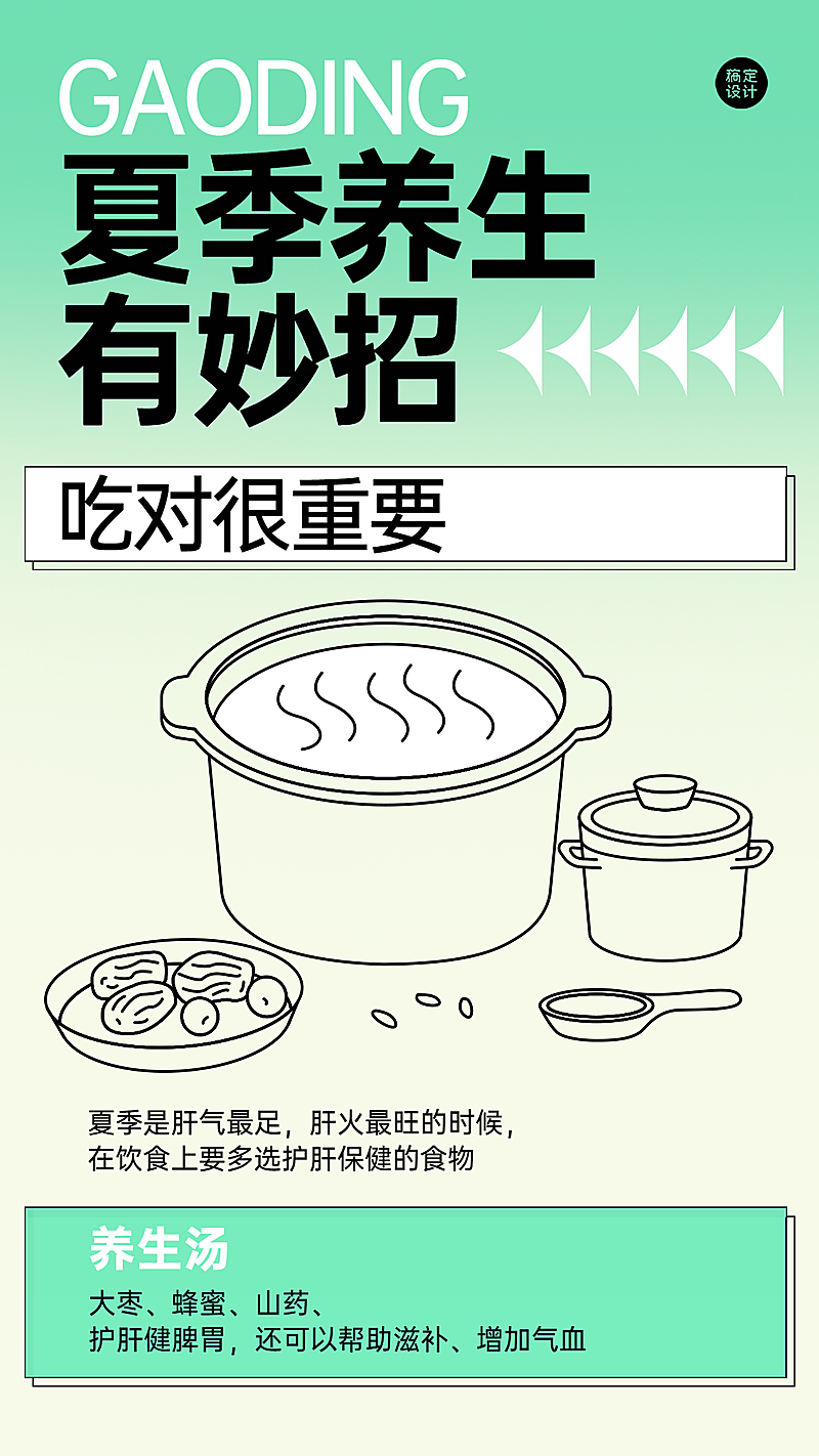 微商夏季养生保健知识科普简约风手机海报