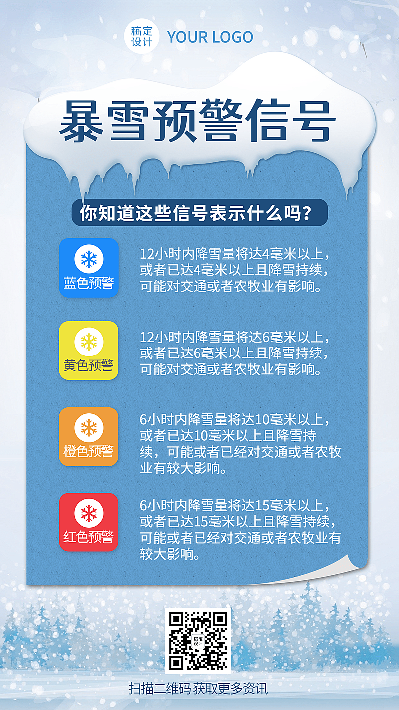 热点政务民生暴雪插画手机海报