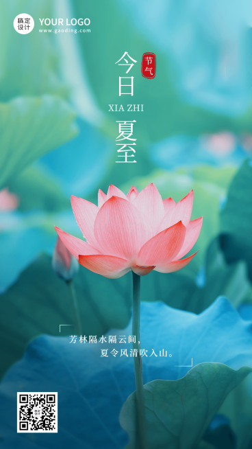 夏至节气祝福排版手机海报预览效果