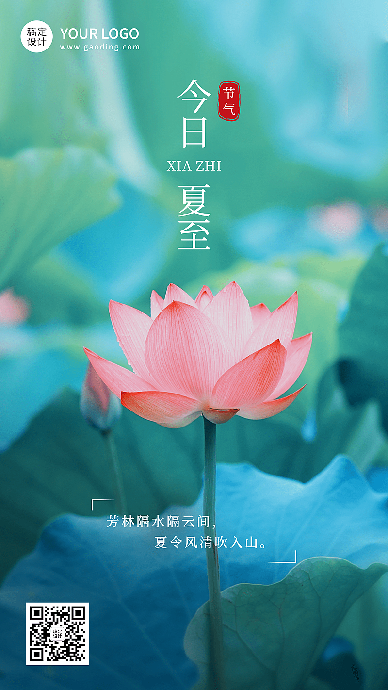 夏至节气祝福排版手机海报