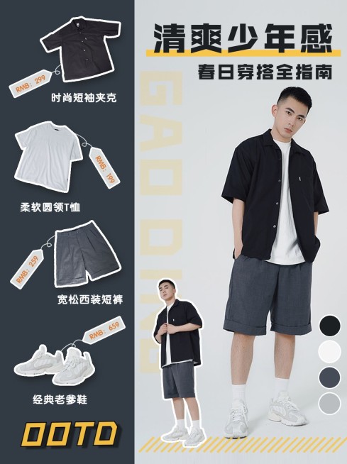 简约时尚创意春季男装穿搭ootd小红书封面配图预览效果