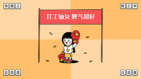 趣味漫画打工人工作电脑分区壁纸