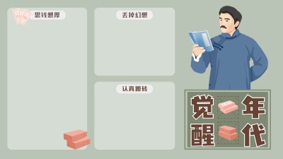 觉醒年代打工人电脑桌面分区壁纸