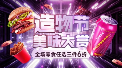 酷炫造物节食品合成海报banner