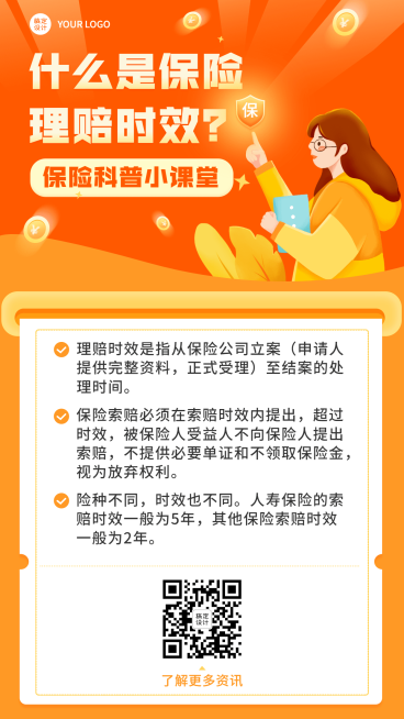 金融保险知识科普插画竖版海报预览效果