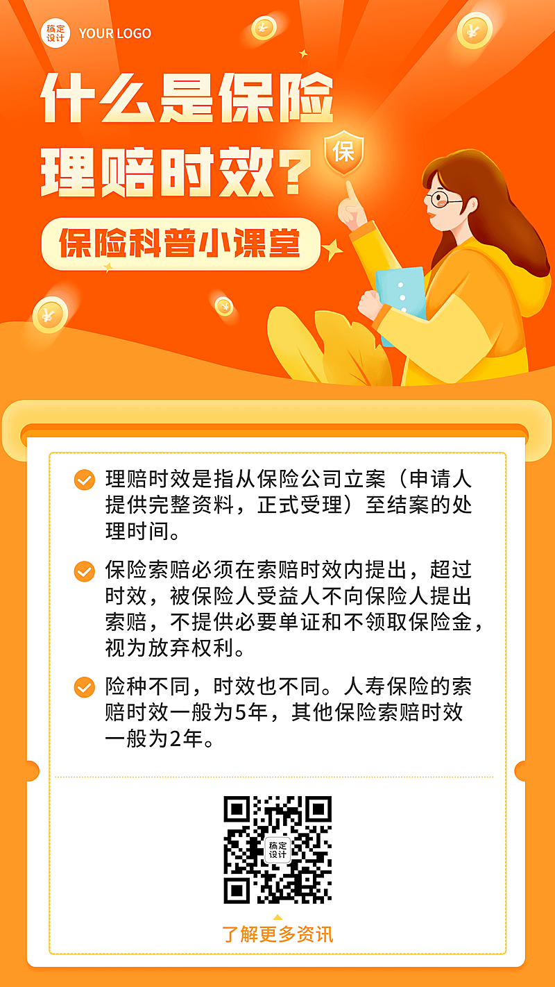 金融保险知识科普插画竖版海报