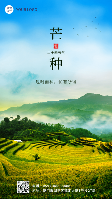 芒种节气祝福排版手机海报预览效果