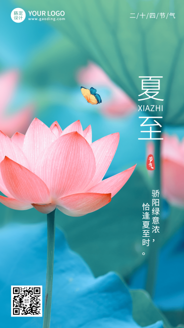 夏至节气祝福排版手机海报预览效果