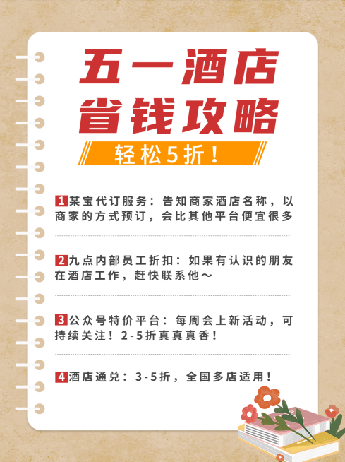 简约创意五一劳动节旅游出行省钱攻略小红书配图预览效果