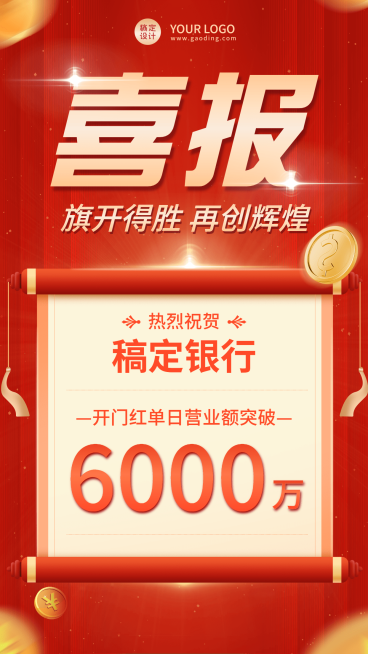 金融保险开门红业绩表彰喜报海报预览效果