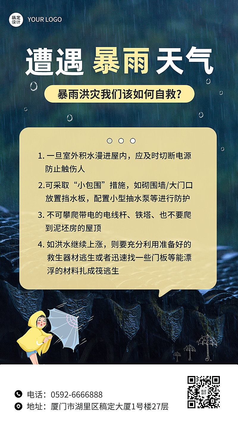 暴雨预警宣传科普手机海报