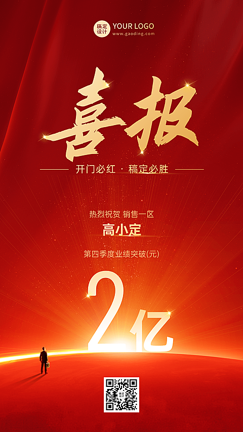 喜报贺报开门红排版手机海报